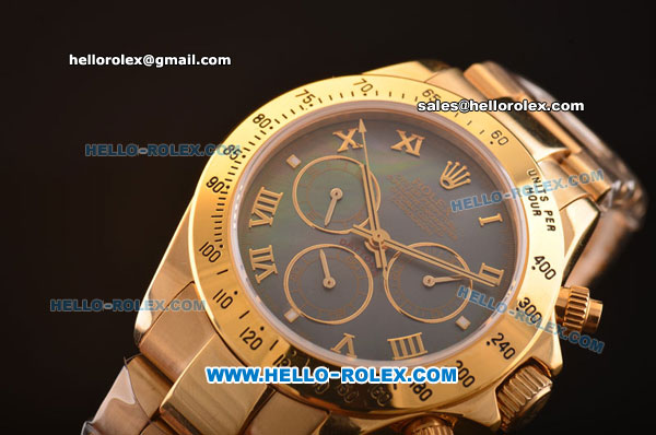 Rolex Daytona 3836 Automatic Full Gold with Grey MOP Dial and Roman Markers - Click Image to Close